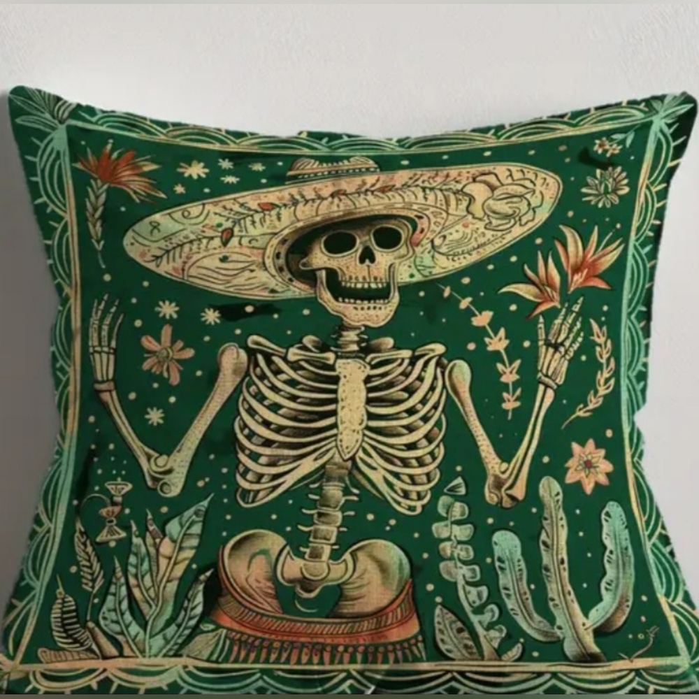 Latin Style Skeleton Decorative Pillow Case - Picture 3 of 3